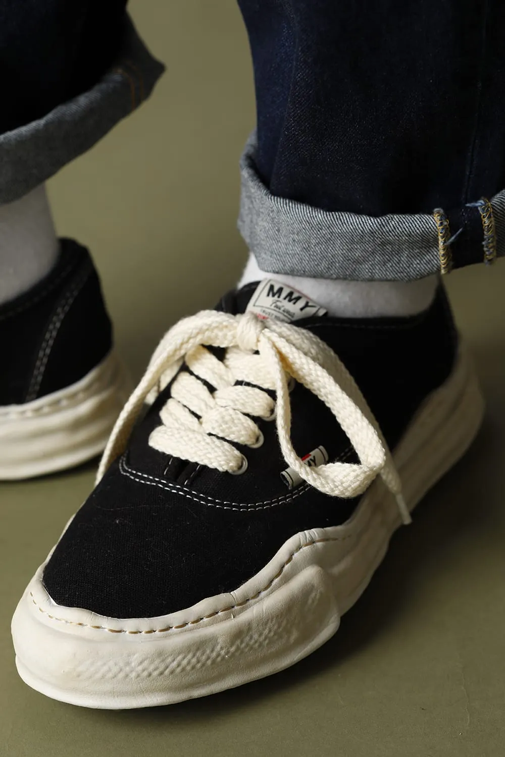 -BAKER- Over-dyed original sole canvas Low-Top sneakers Black