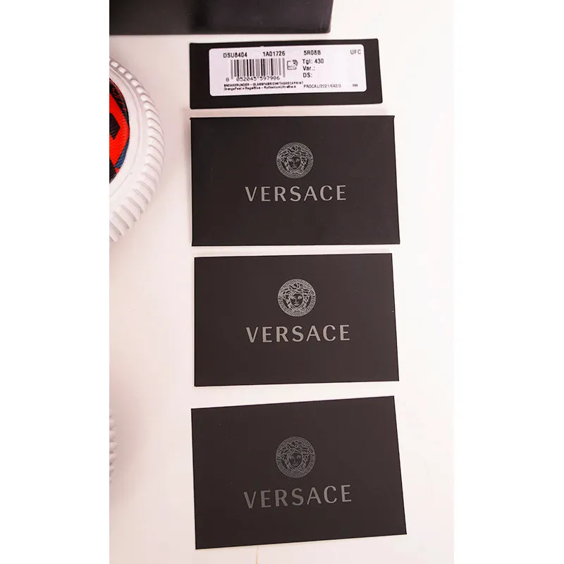 43 US 10 NEW $650 VERSACE Men's Orange LA GRECA UNDER GLASS Low-top SNEAKERS NIB