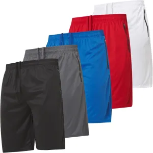 5 Pack Athletic Running Shorts With Zippered Pockets