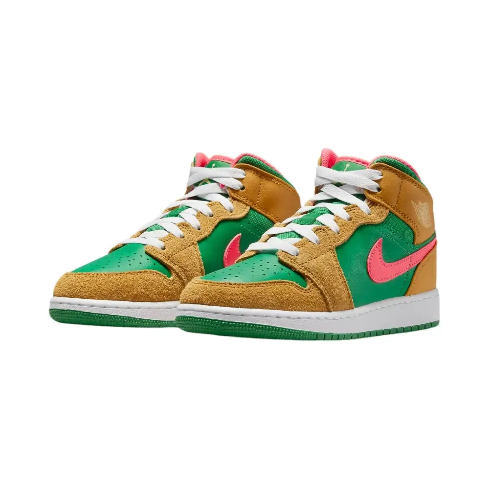 Air Jordan 1 Mid SE Wheat Watermelon GS