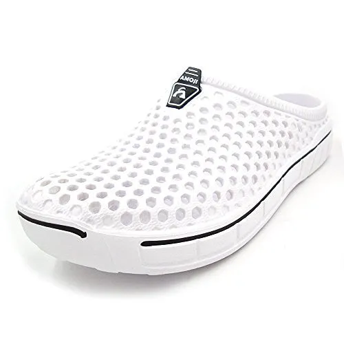 Amoji Unisex Garden Clogs Shoes Sandals Slippers White 8.5US W/7.5US M