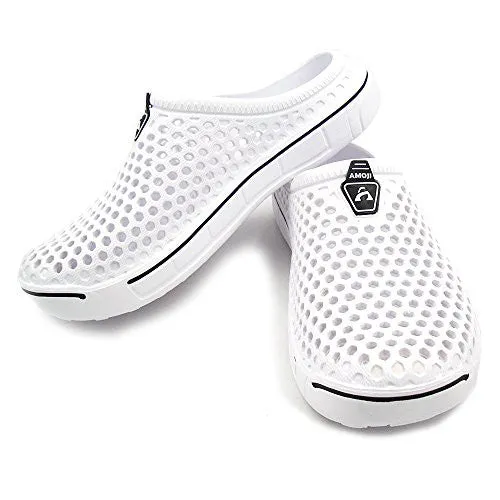 Amoji Unisex Garden Clogs Shoes Sandals Slippers White 8.5US W/7.5US M