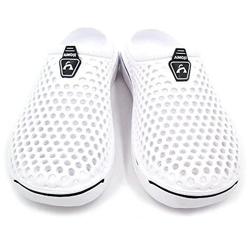 Amoji Unisex Garden Clogs Shoes Sandals Slippers White 8.5US W/7.5US M