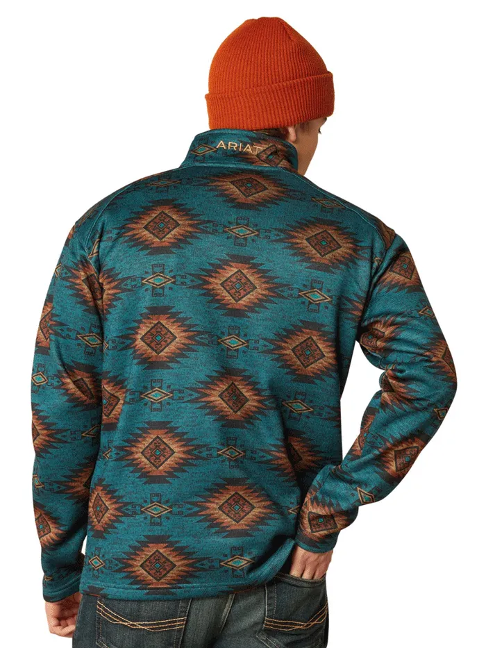 Ariat 10053016 Mens Caldwell Logo Sweater Blue Coral Southwest