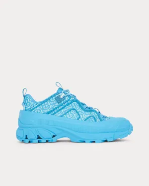 Arthur Monogram Print Nylon Blue Topaz Low Top Sneakers
