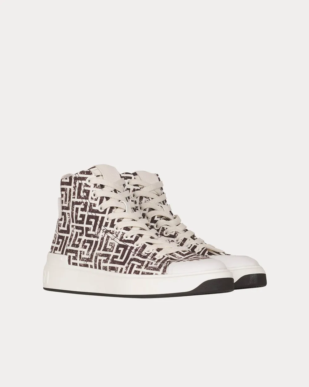 B-Court Monogram Canvas White / Black High Top Sneakers