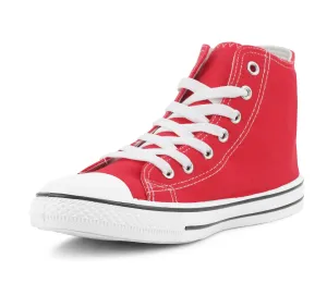 B262189 Womens Canvas High Top Sneakers in Red