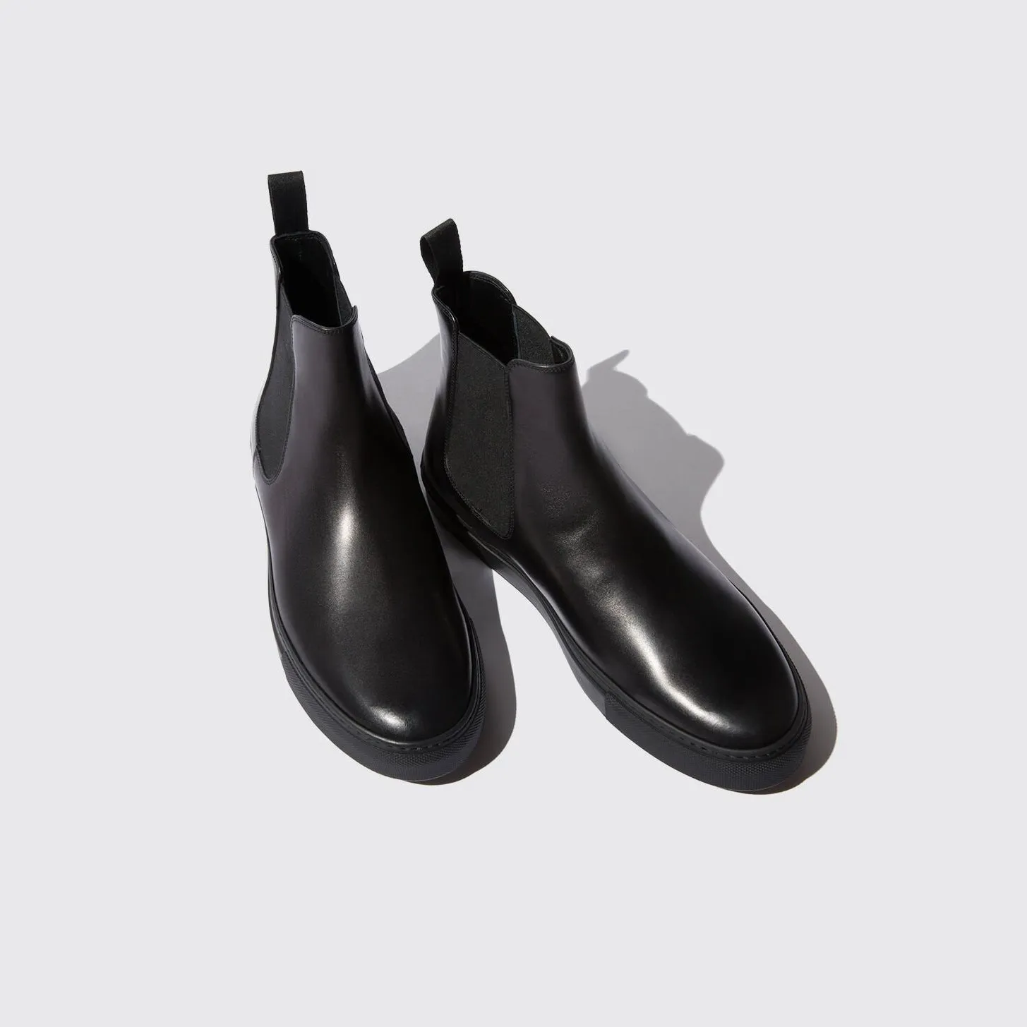 Black Leather Devin High Top Chelsea Sneaker Boots - AW24