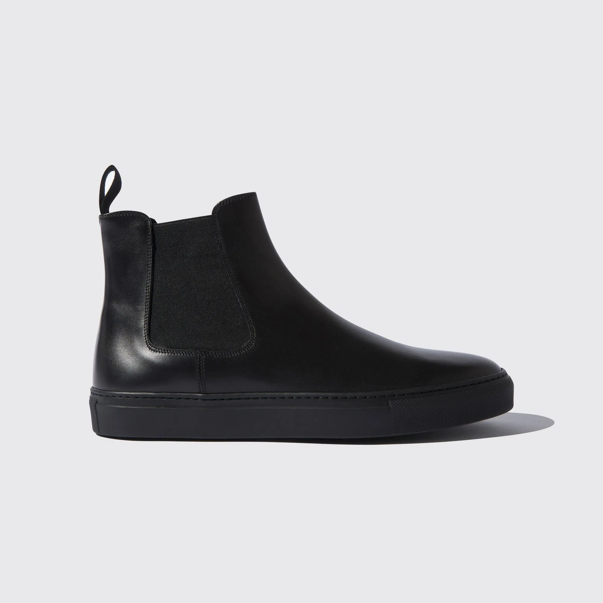 Black Leather Devin High Top Chelsea Sneaker Boots - AW24