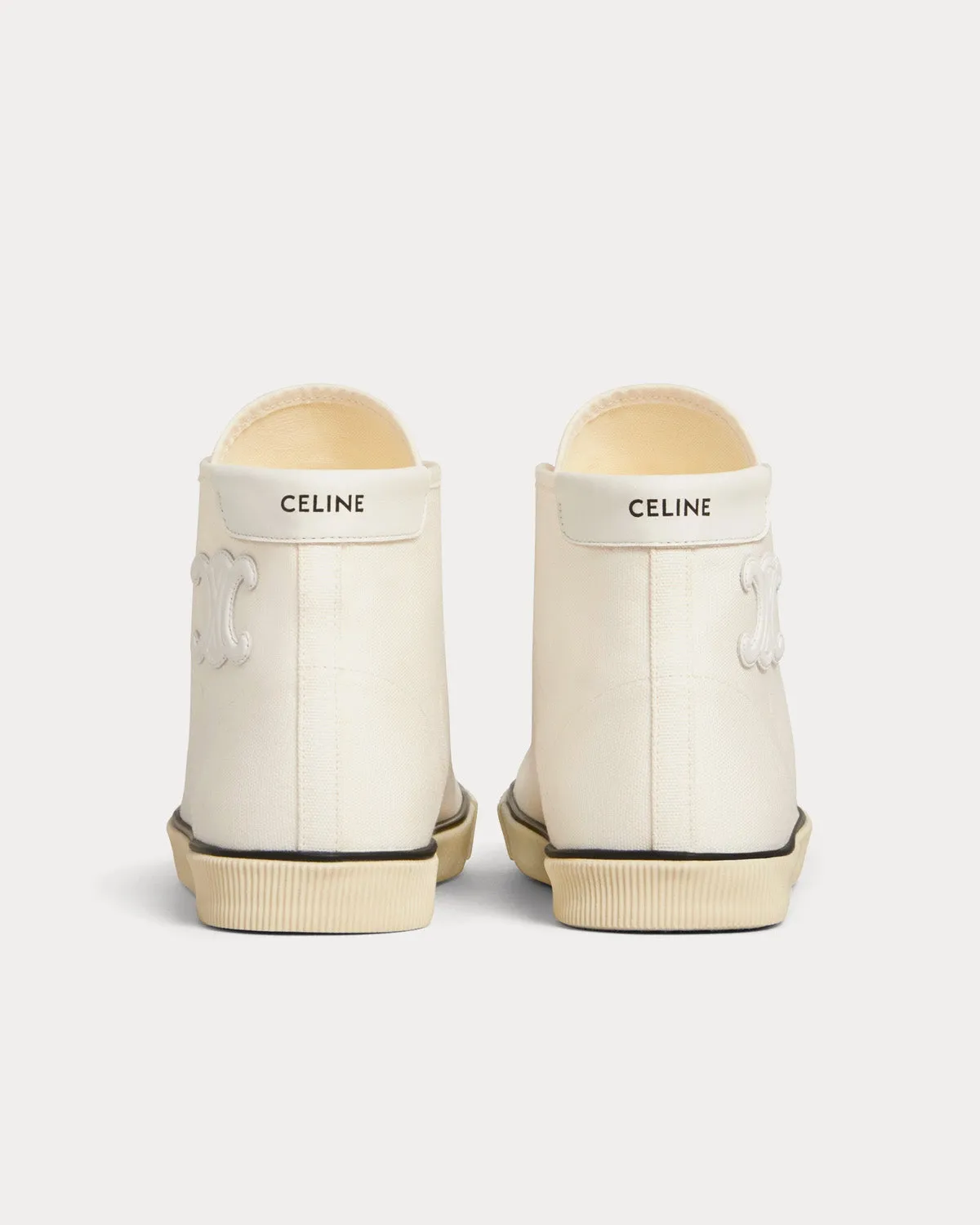 Blank Lace Up Toe Cap Canvas & Calfskin Off White High Top Sneakers