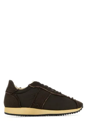 Brown canvas and fabric Mika sneakers