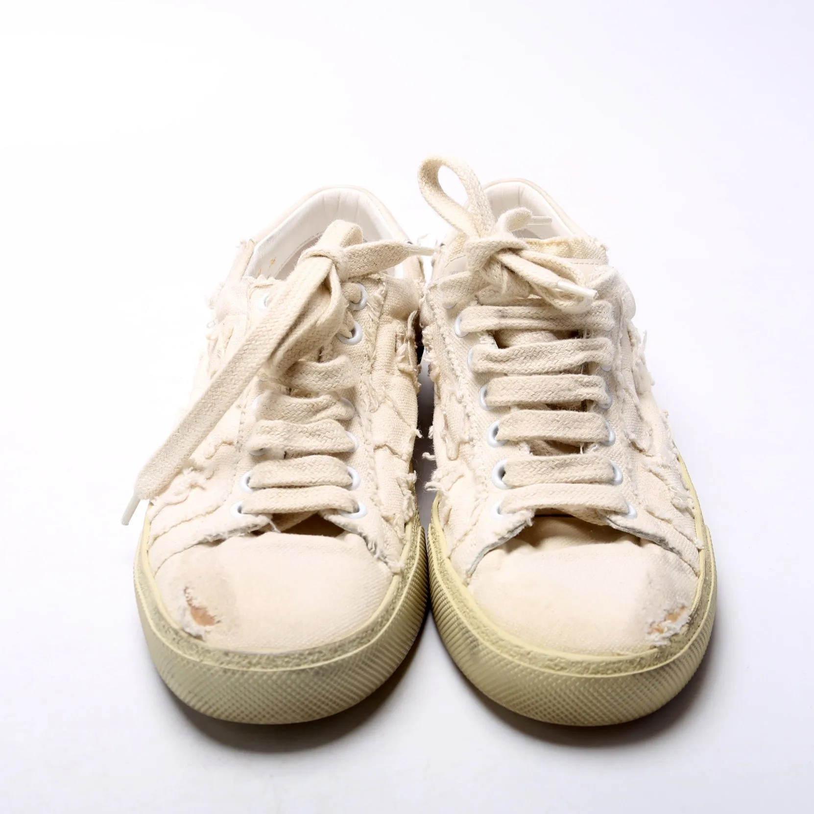 Canvas Lace Up Distressed Sneakers Size 36