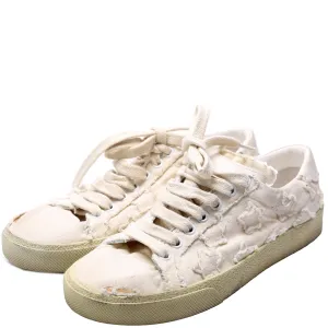 Canvas Lace Up Distressed Sneakers Size 36