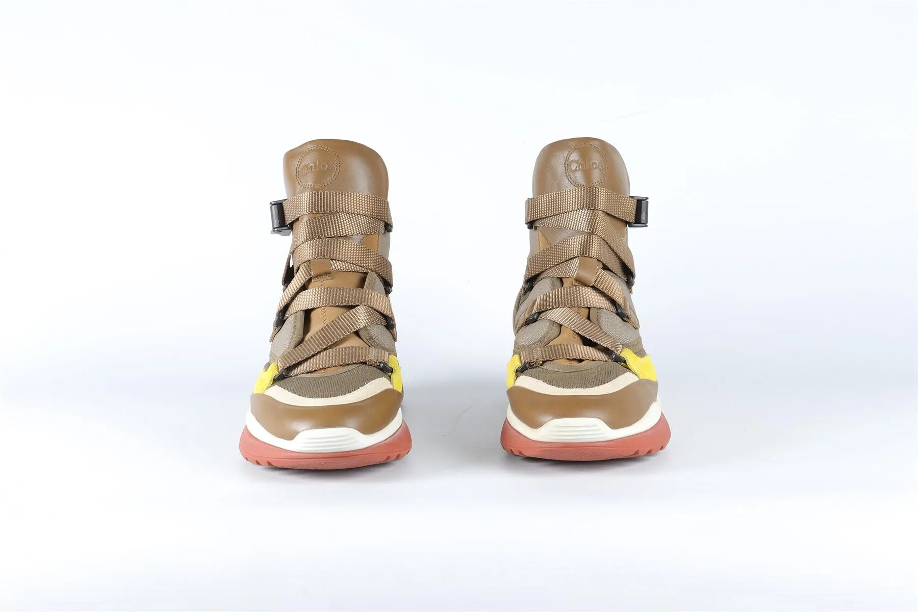 CHLOE GREEN CANVAS AND LEATHER SNEAKERS EU 39 UK 6 US 9