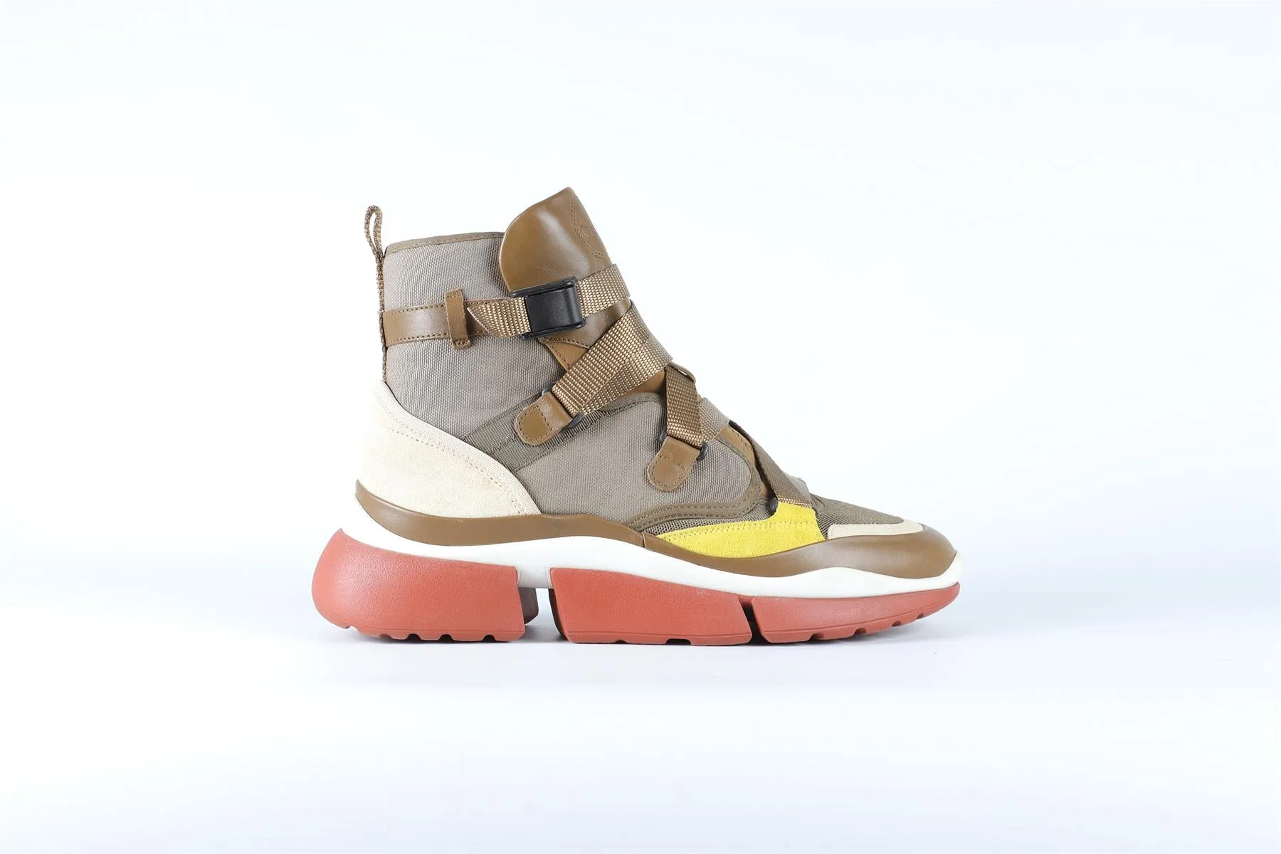 CHLOE GREEN CANVAS AND LEATHER SNEAKERS EU 39 UK 6 US 9