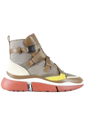 CHLOE GREEN CANVAS AND LEATHER SNEAKERS EU 39 UK 6 US 9