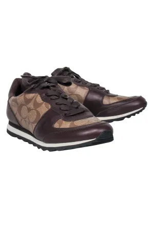 Coach - Brown Monogram Lace Up Sneakers Sz 8