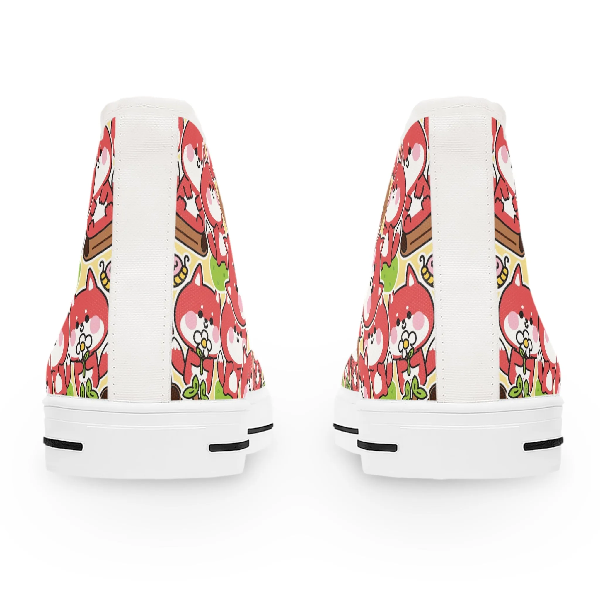 Cute Fox and Flower Women's High Top Sneakers