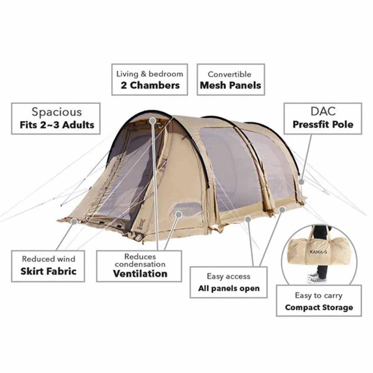 DOD Outdoors Kamaboko Super Tent - Small/Tan