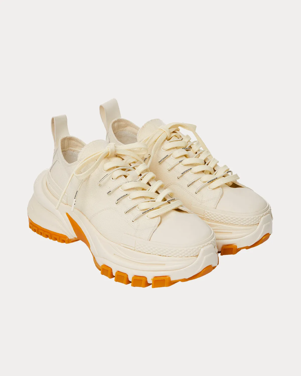Double Lace Canvas Ivory Low Top Sneakers