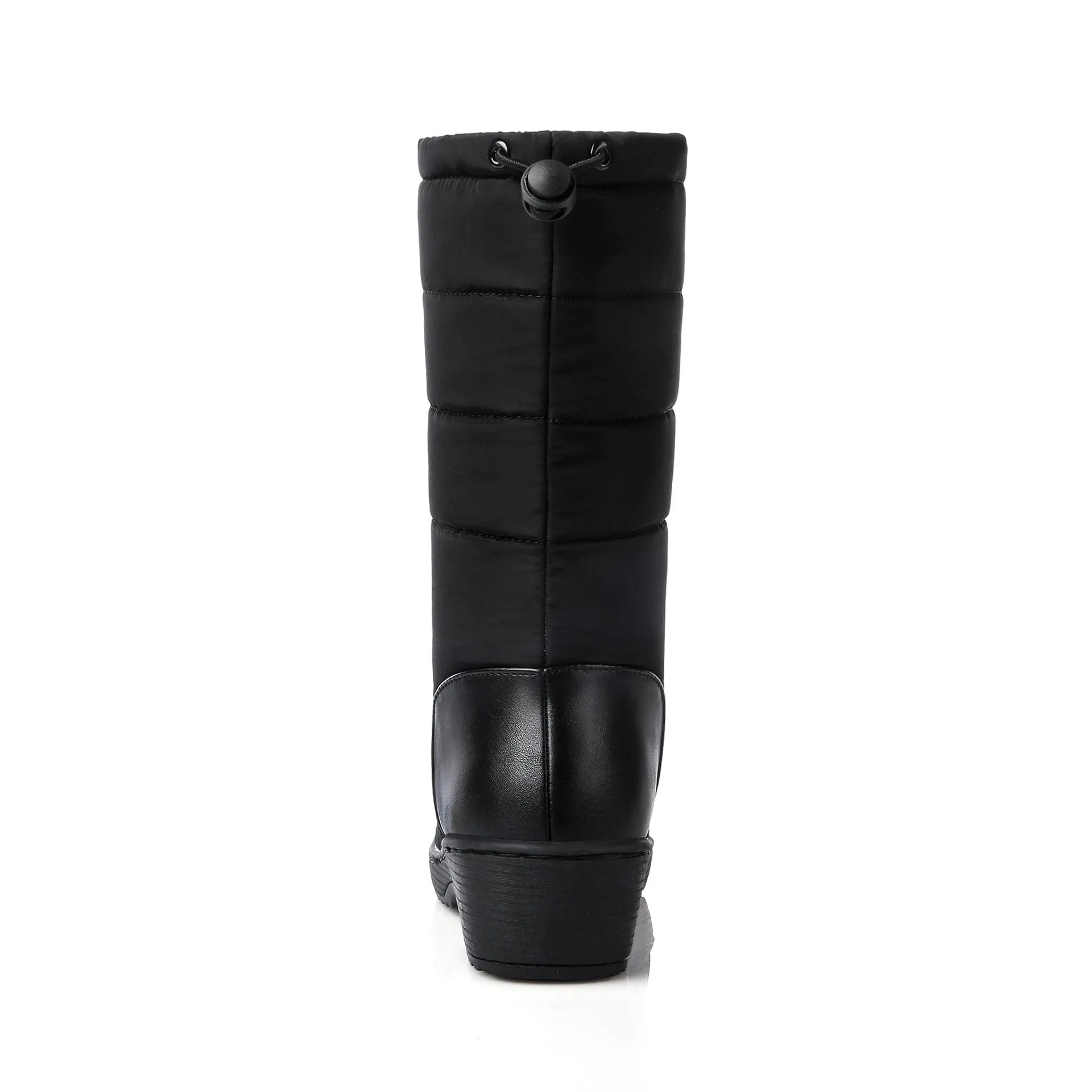 Down cloth faux fur mid calf snow boots for women