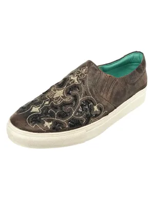E1560   Corral Women's Embroidery Brown & Black Inlay Sneaker