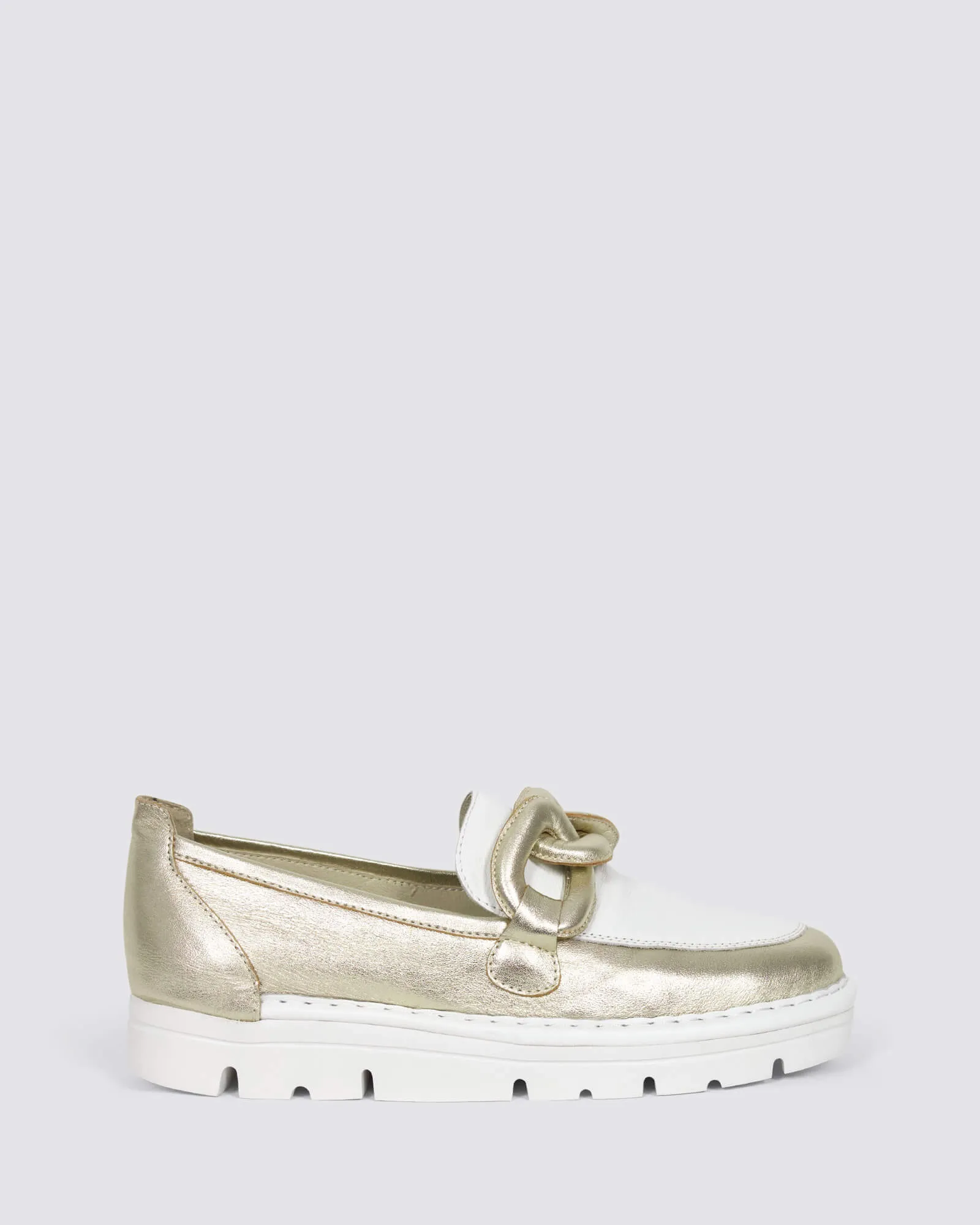 ERORA LOAFERS PALE GOLD/WHITE LEATHER