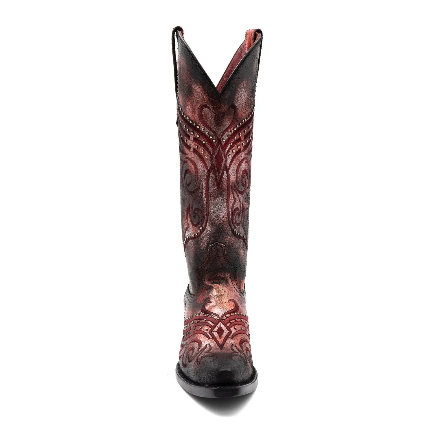 Ferrini Womens Masquerade V-Toe Red Leather Cowboy Boots