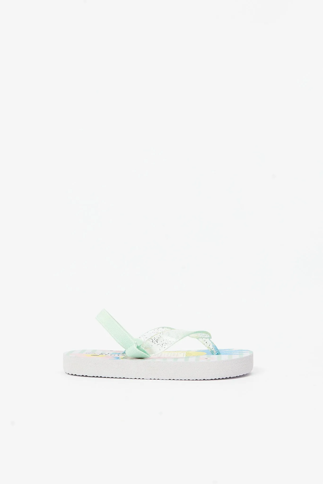 Girls Green Printed Toe Post