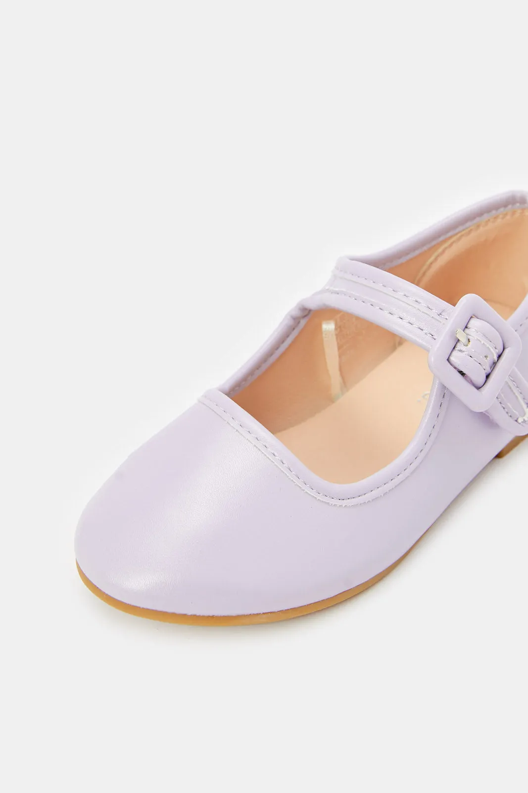 Girls Lilac Velcro Strap Ballerina