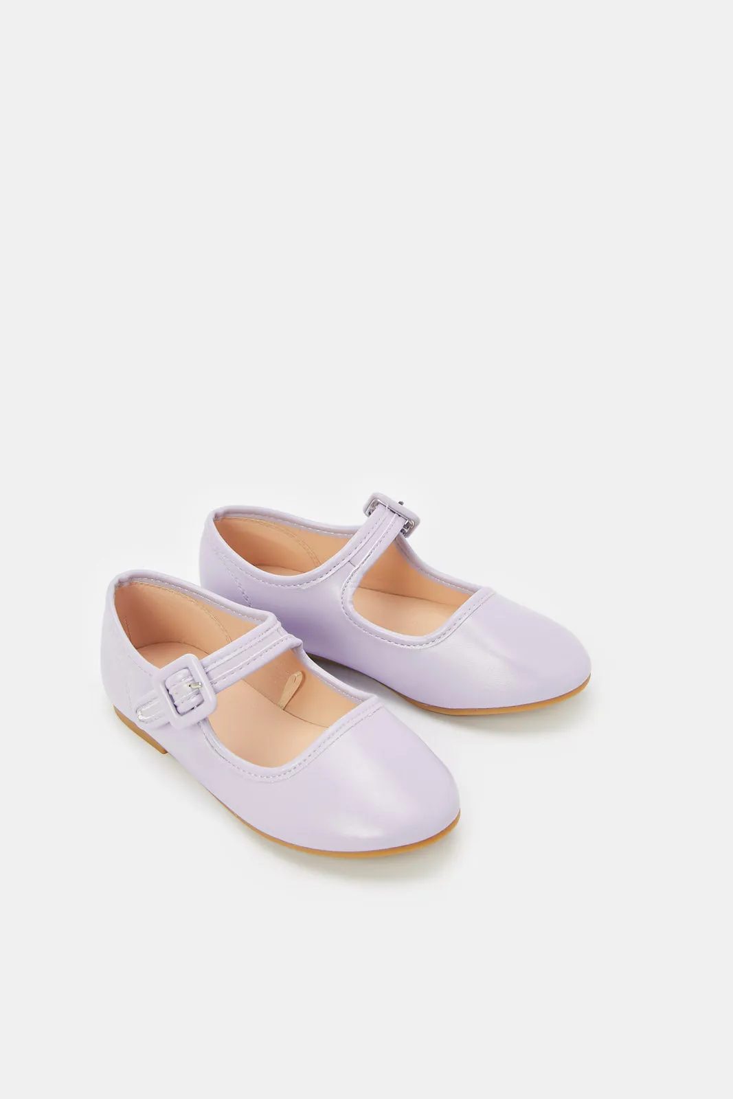 Girls Lilac Velcro Strap Ballerina
