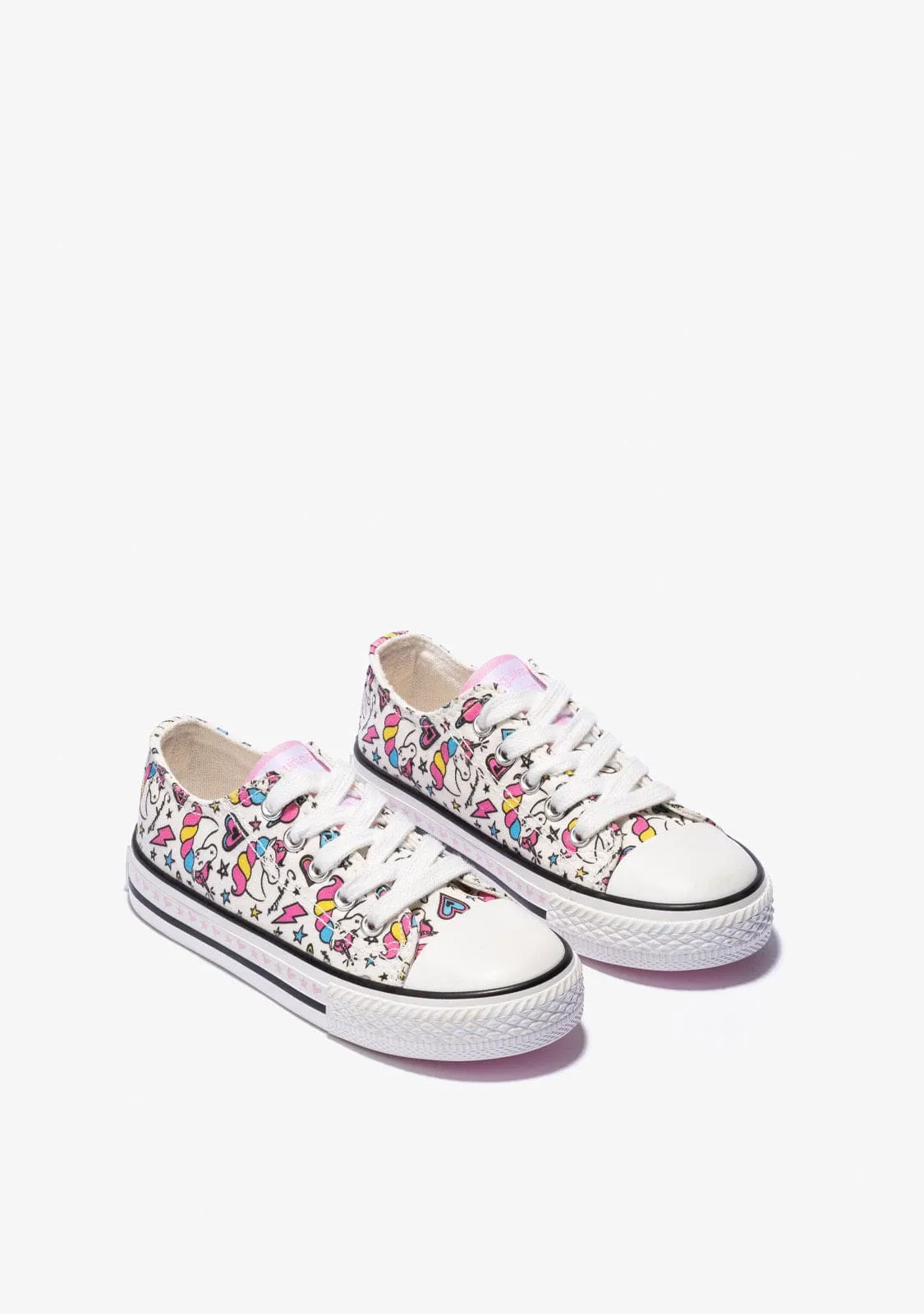 Girl's White Unicorn Sneakers Canvas