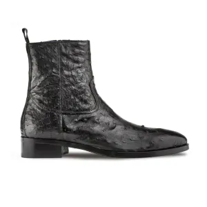 Handmade Custom Exotic Ostrich Straight-Heel Zipper Boots