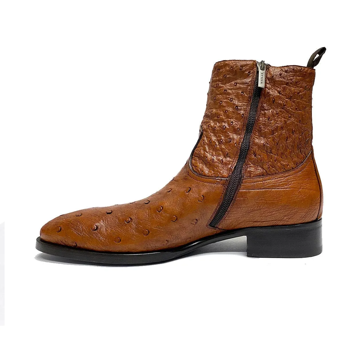 Handmade Custom Exotic Ostrich Straight-Heel Zipper Boots