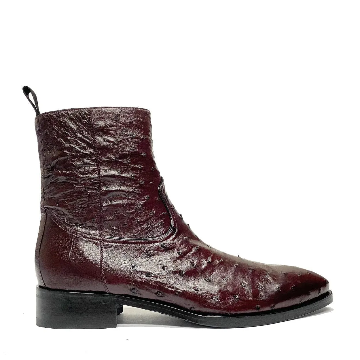 Handmade Custom Exotic Ostrich Straight-Heel Zipper Boots