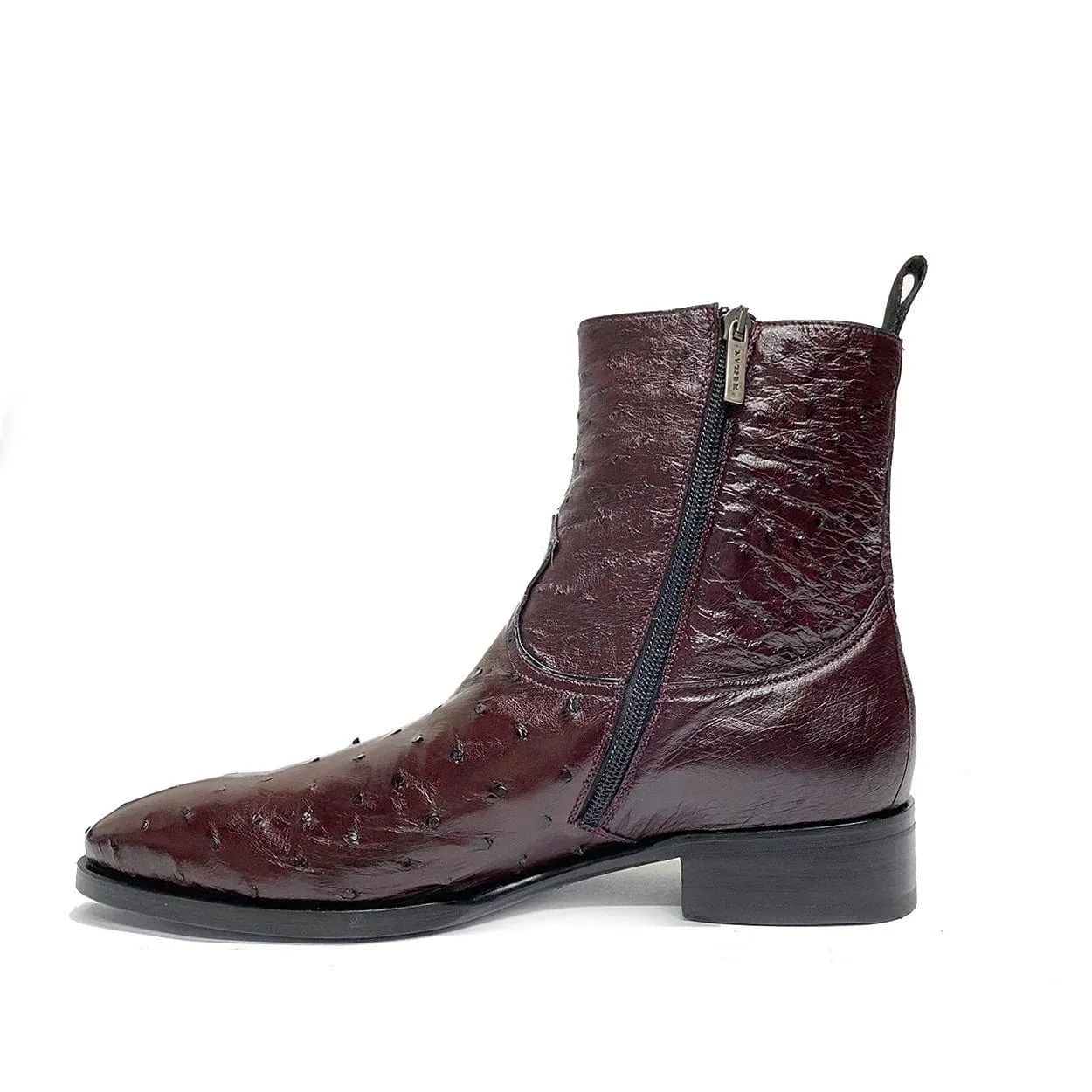 Handmade Custom Exotic Ostrich Straight-Heel Zipper Boots
