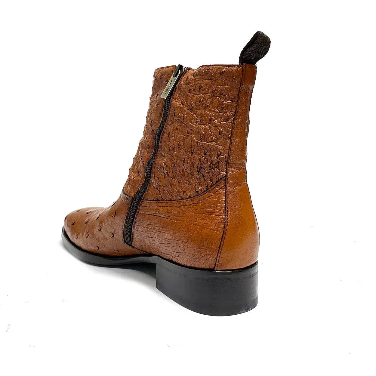 Handmade Custom Exotic Ostrich Straight-Heel Zipper Boots