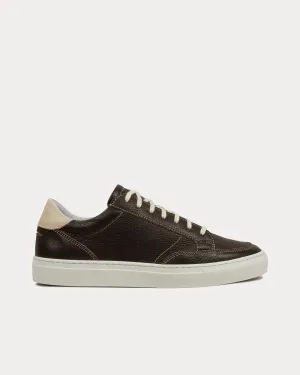 Helier Tumbled Leather Brown / Cream Low Top Sneakers