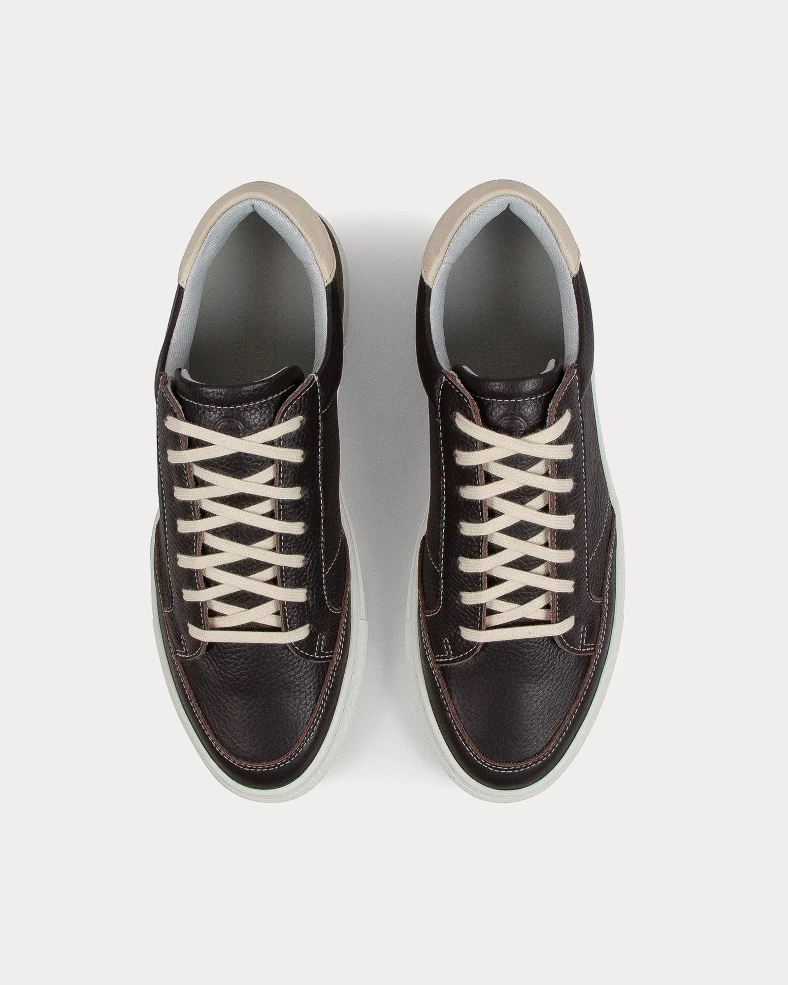 Helier Tumbled Leather Brown / Cream Low Top Sneakers