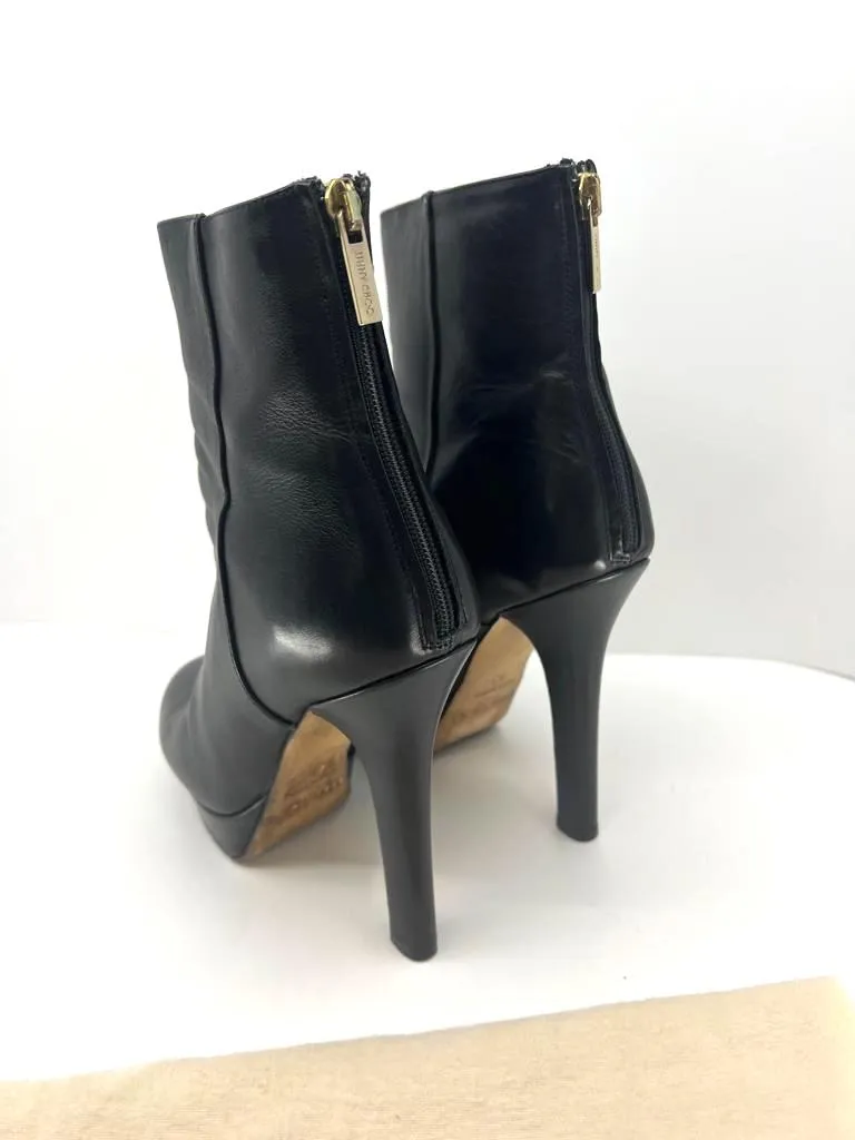 JIMMY CHOO MAGIC LEATHER PLATFORM ANKLE BOOTS