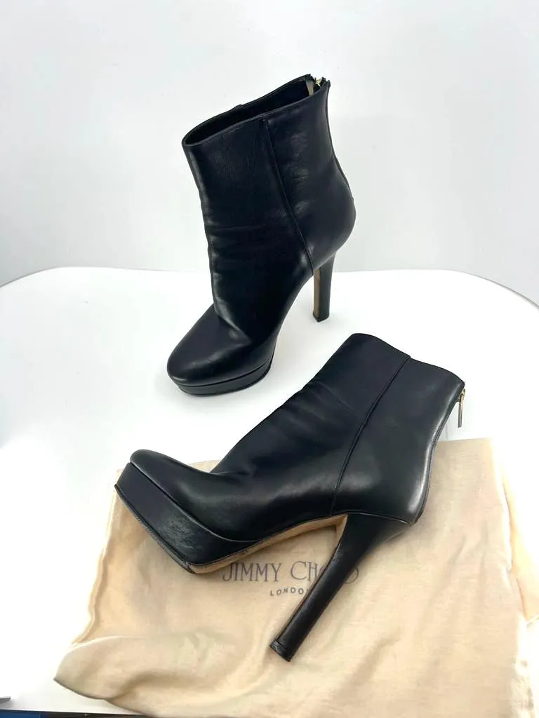 JIMMY CHOO MAGIC LEATHER PLATFORM ANKLE BOOTS