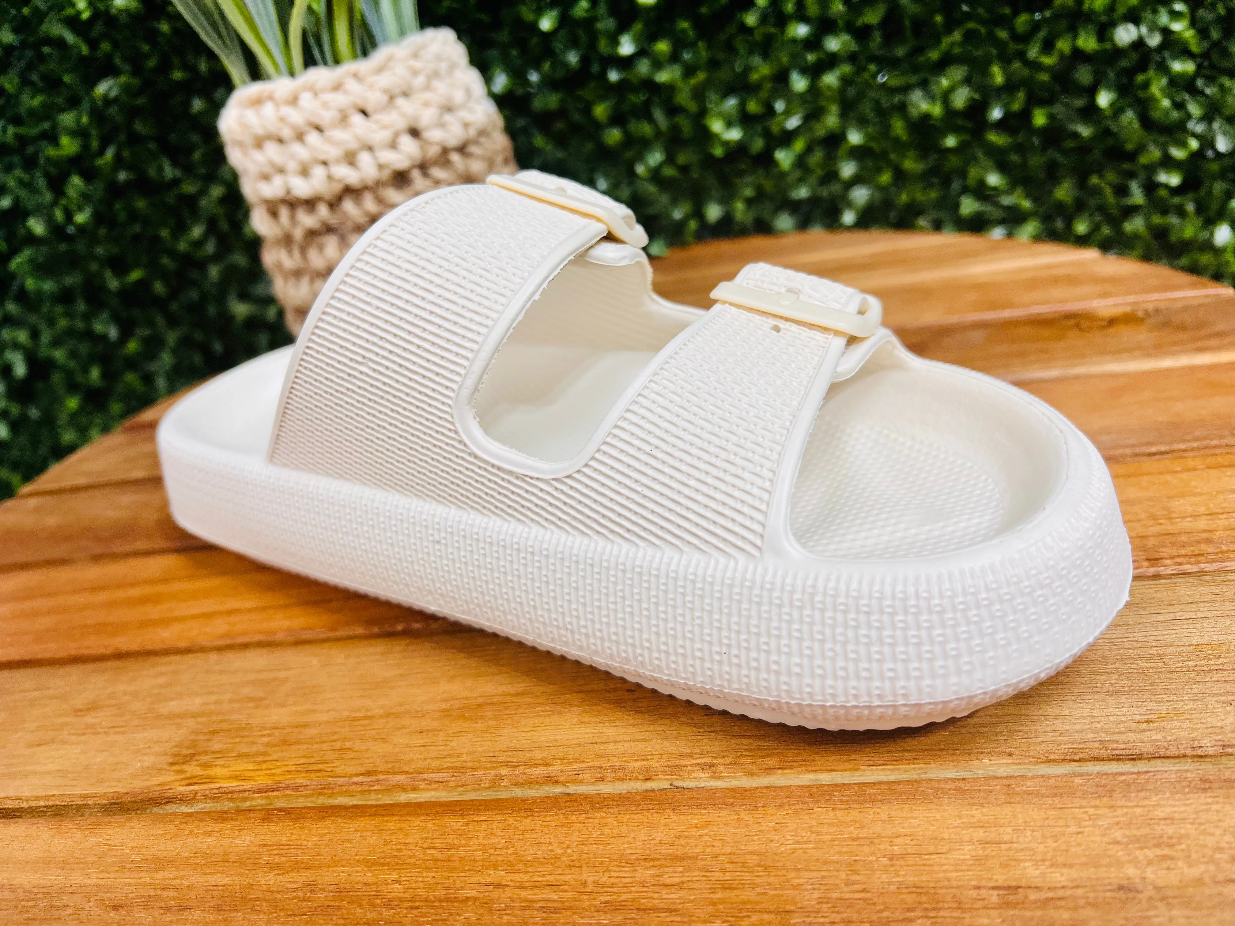 Kesha Off White Slide Sandals with Platform
