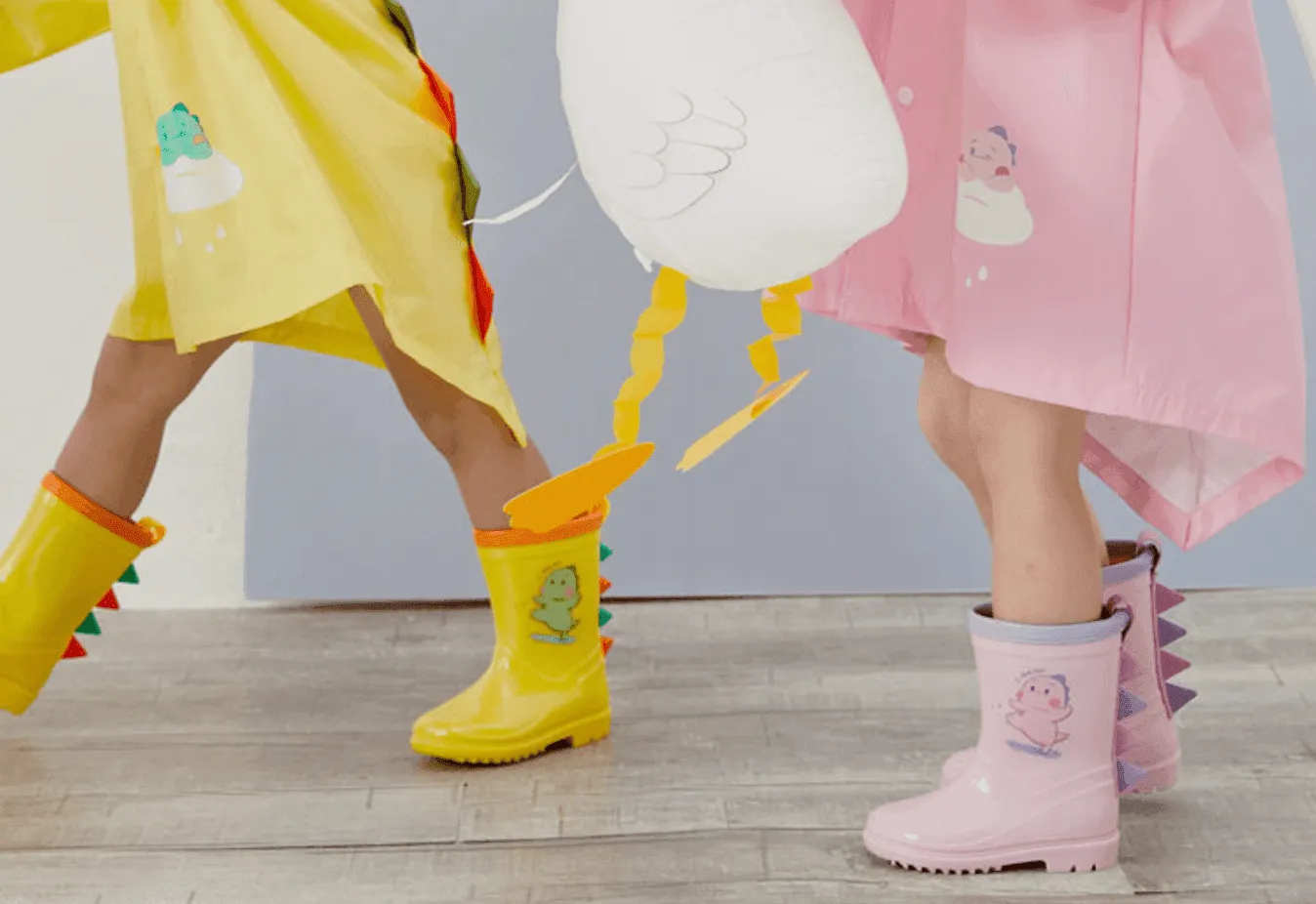 Kids Gumboots (1-6 years) - Dinosaur in Yellow