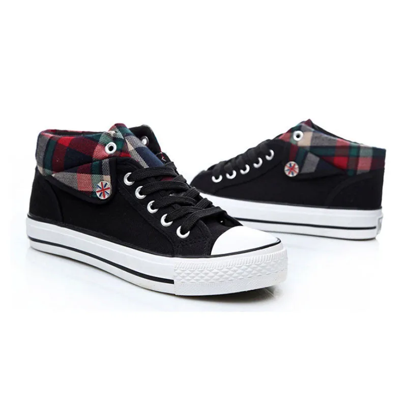 Lapel Leisure Plaid Lace Up Sneakers