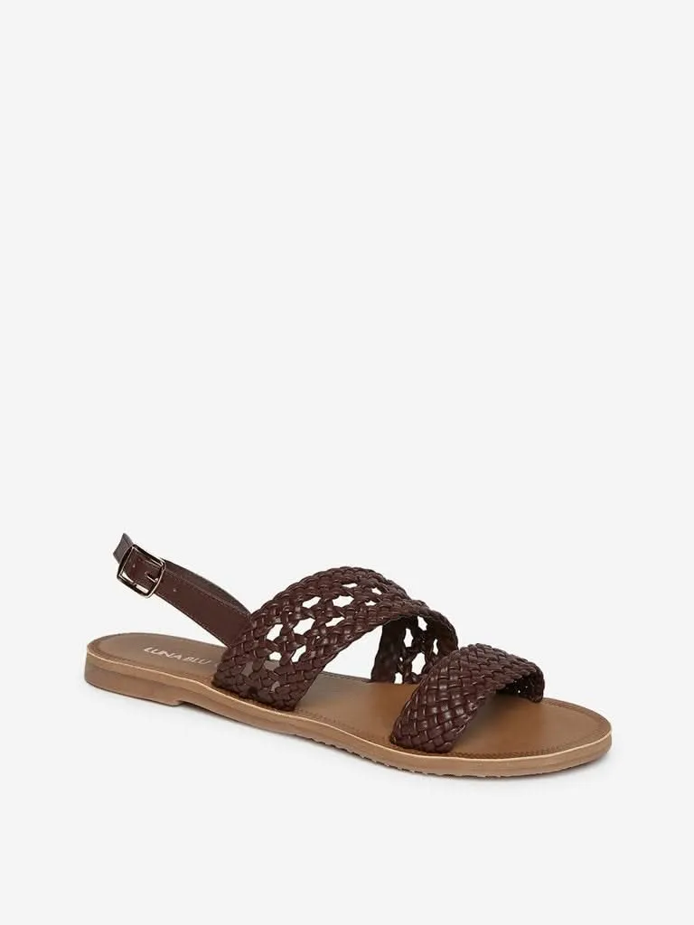 LUNA BLU Brown Woven Pattern Sandals