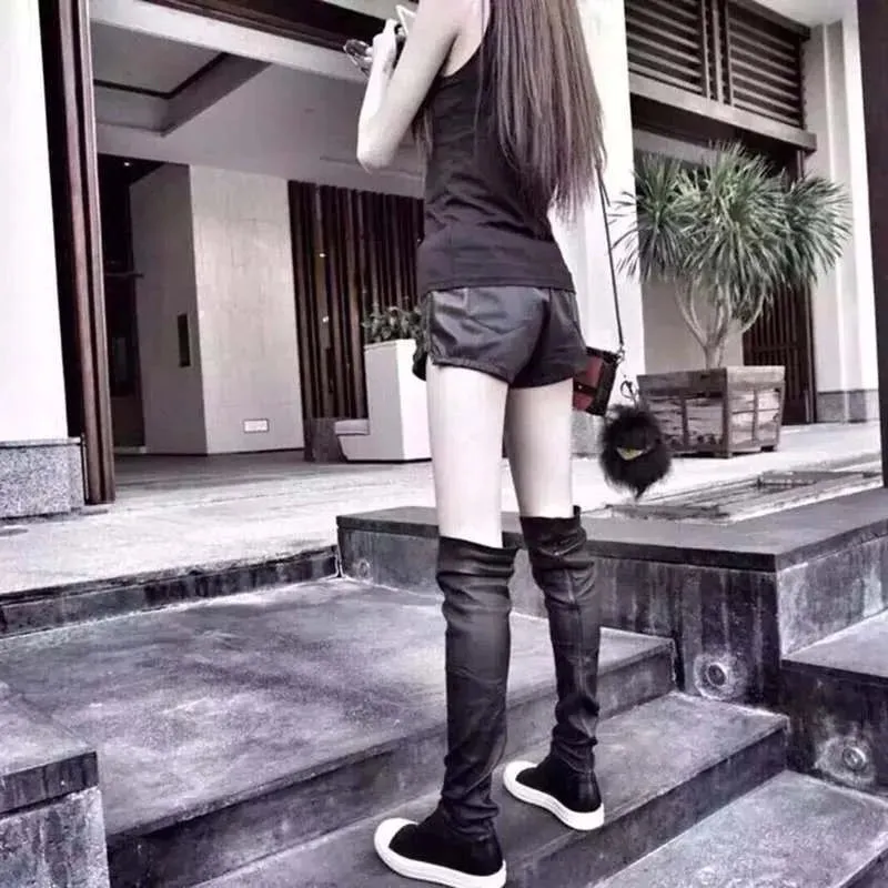 Maogu Vegan Leather Knee High Boots