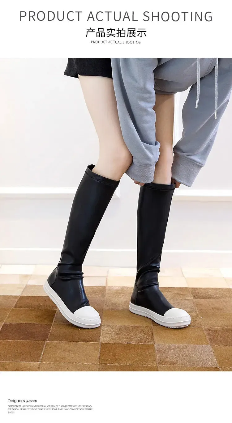 Maogu Vegan Leather Knee High Boots
