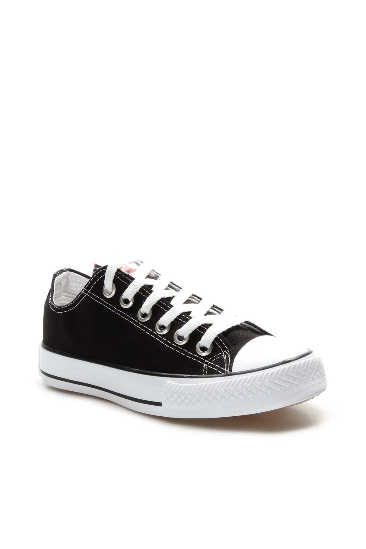 Men's Black Canvas Low-Top Sneakers with White Laces - Wessi
