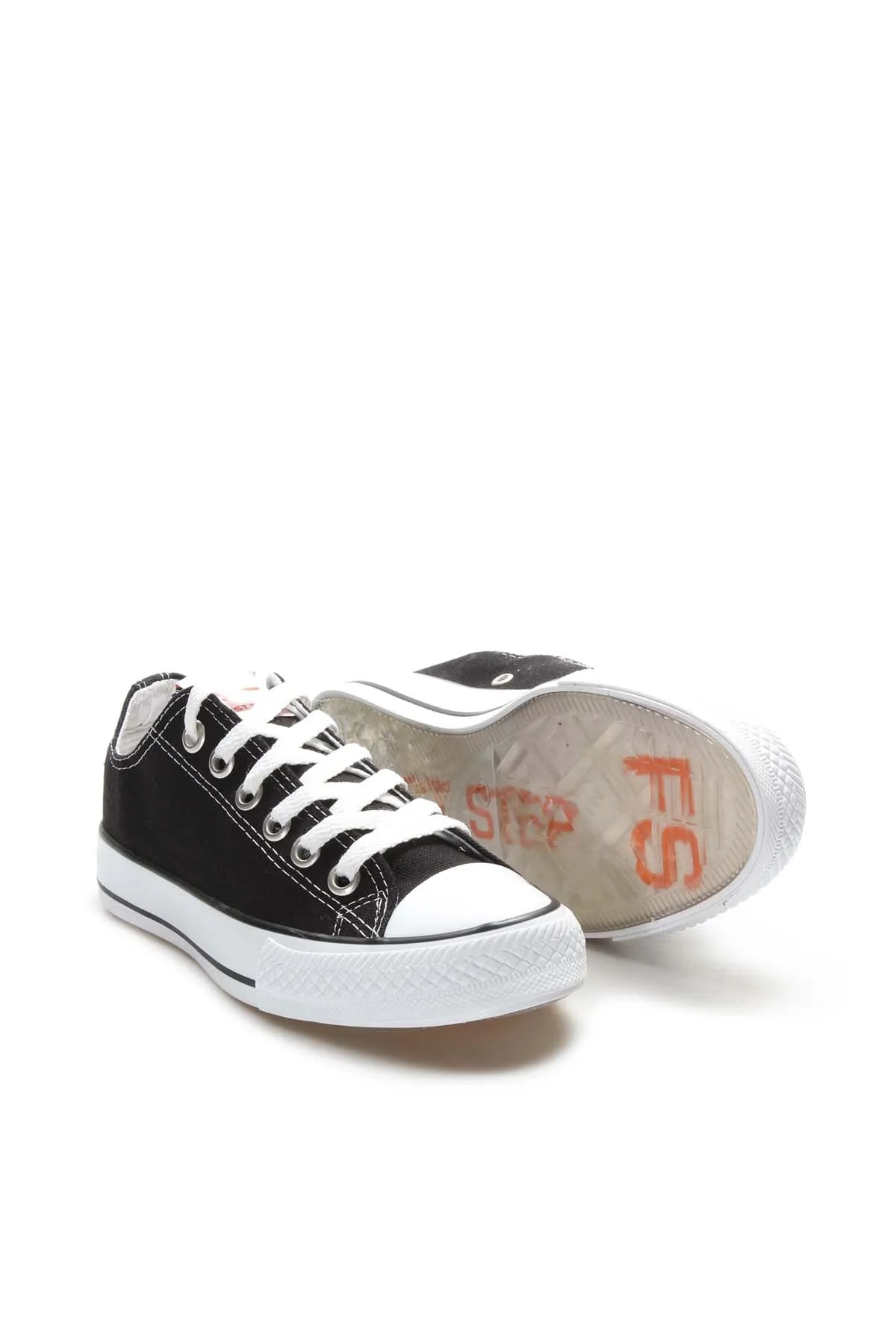 Men's Black Canvas Low-Top Sneakers with White Laces - Wessi