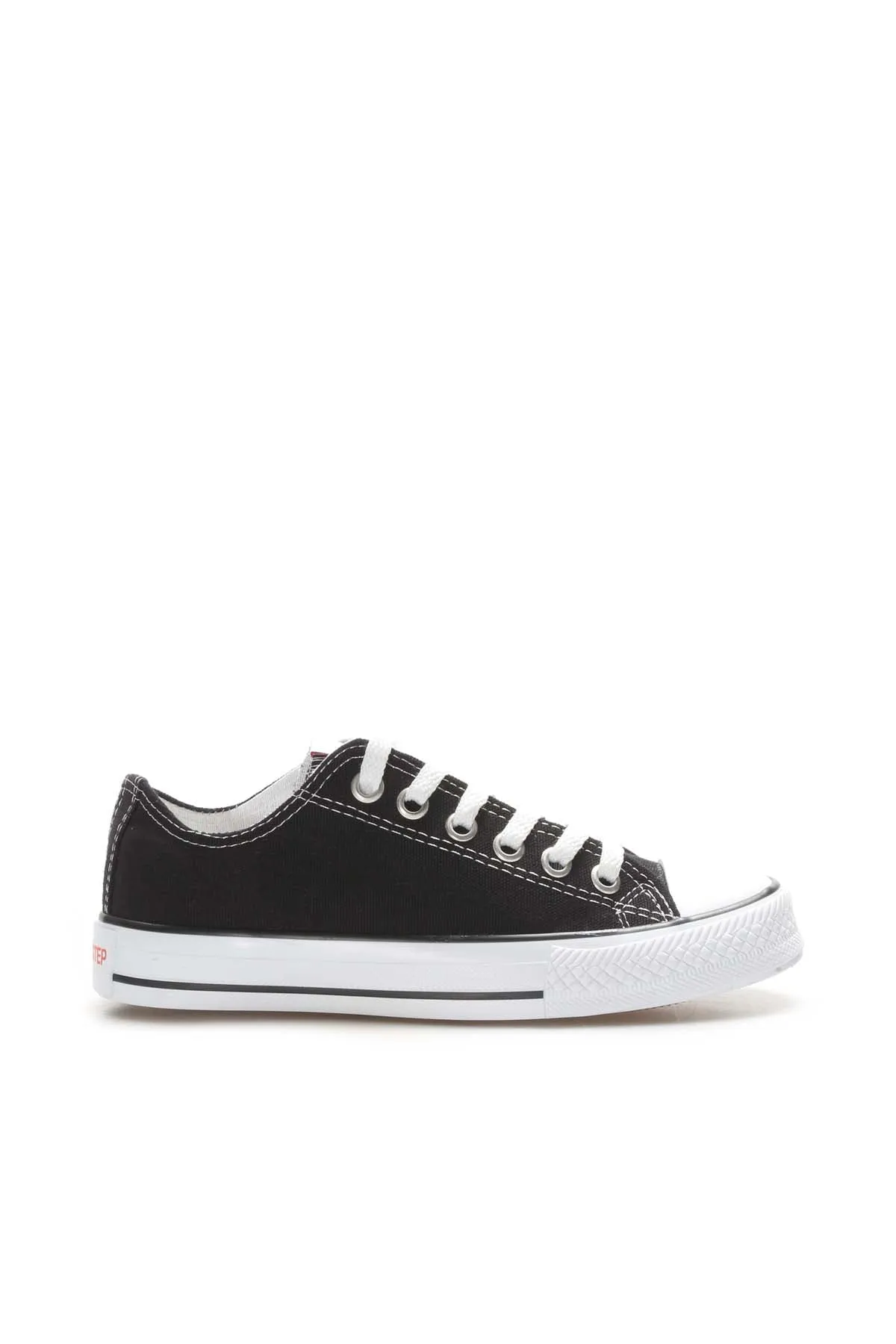 Men's Black Canvas Low-Top Sneakers with White Laces - Wessi